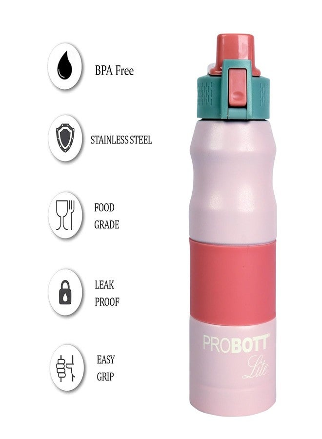 PROBOTT Lite Bliss 700ml Single Walled Stainless Steel Unisex Water Bottle, Leakproof | Gym Bottle | Home | Kitchen | Hiking | Trekking | Travel Bottle | Pack of 2 | Piggy Pink+Uranian Blue - Image 4